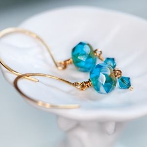 Turquoise Gold Earrings NWT
